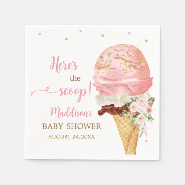 Rosa Eiscreme-Baby-Party  Serviette (Vorderseite)