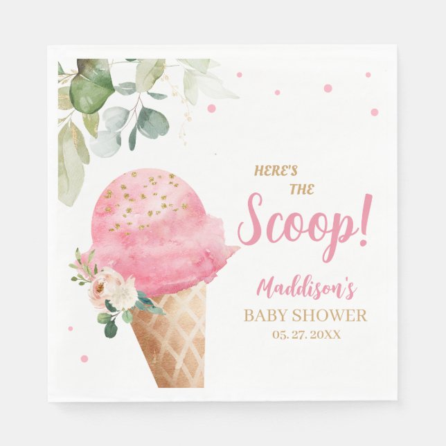 Rosa Eiscreme-Baby-Party  Serviette (Vorderseite)