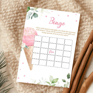 Rosa Eiscreme-Baby-Shower-Bingo-Spiel