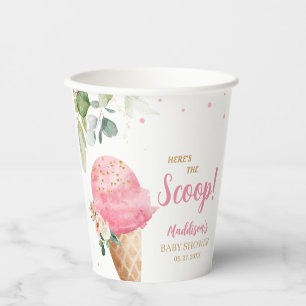 Rosa Eiscreme-Baby-Shower Pappbecher