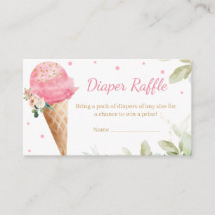 Rosa Eiscreme-Baby-Shower-Windel-Raffle Begleitkarte