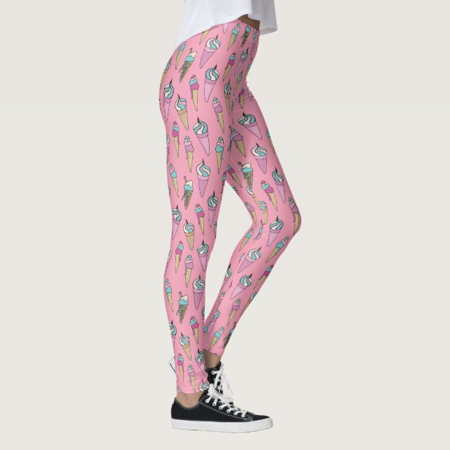 Rosa Eiscreme-Kronmuster Leggings (Rechts)