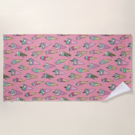Rosa Eiscreme-Kronmuster Strandtuch