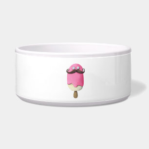 Rosa Eiscreme mit den Schnurrbärten Napf