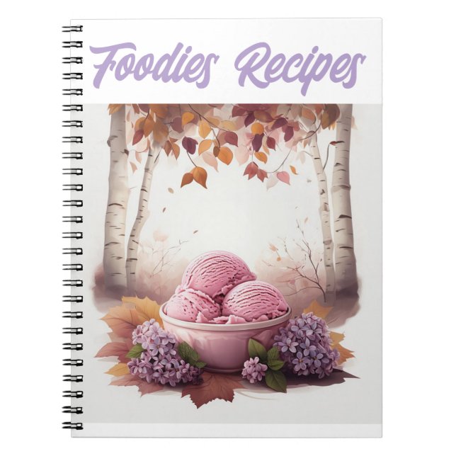 Rosa Eiscreme mit Lilac Blume Feinschmecker Rezept Notizblock (Vorderseite)