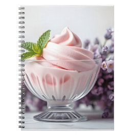 Rosa Eiscreme mit Lilac-Blume und grüner Minze Notizblock