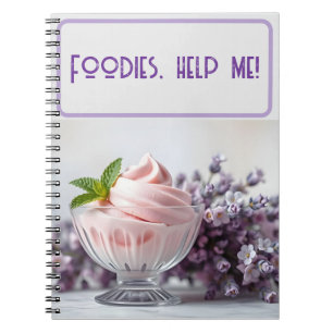 Rosa Eiscreme mit Lilac-Blume und grüner Minze Notizblock