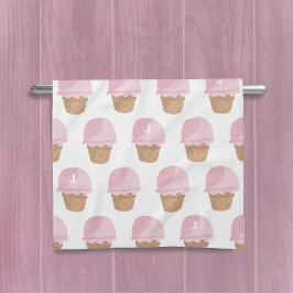 Rosa Eiscreme Muster Mit Monogramm Küchentücher