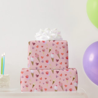 Rosa Eiscreme Party Retro-Inspiriert Originale Kun Geschenkpapier