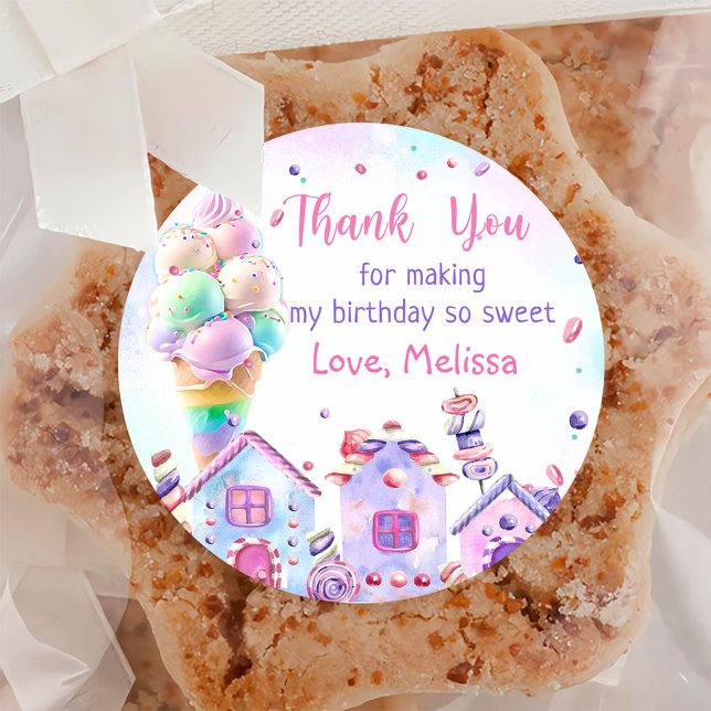 Rosa Eiscreme zum Geburtstag Klassischer Rundaufkl Runder Aufkleber (Von Creator hochgeladen)