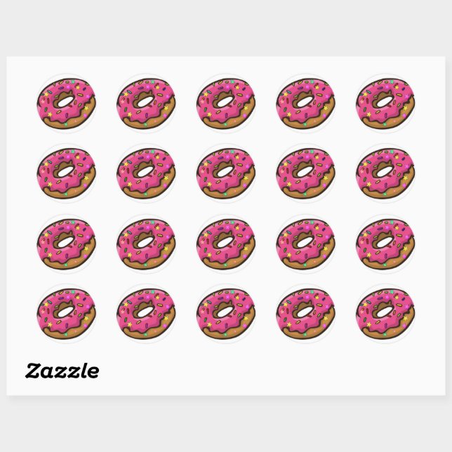 Rosa eisker Donut mit Regenbogensprinklen Runder Aufkleber (Blatt)