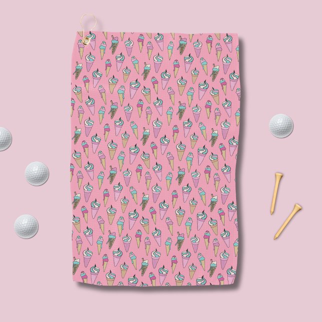 Rosa Eiskremmuster Golfhandtuch (Pink Ice Cream patterned golf towel)