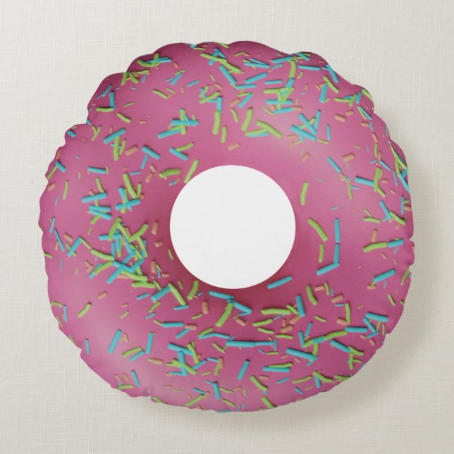 Rosa eistiger Donut Rundes Kissen (Vorderseite)