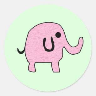 Rosa Elefant-Aufkleber Runder Aufkleber