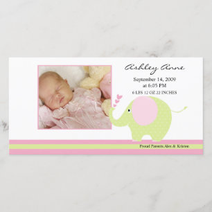 Rosa Elefant-Baby-Geburt Annoucement Ankündigung