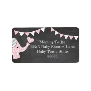 Rosa Elefant-Babyparty Adressaufkleber