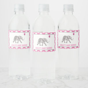 Rosa Elefant-Babyparty-Wasser-Flaschen-Aufkleber