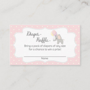 Rosa Elefant-Babyparty-Windelraffle-Karten Begleitkarte