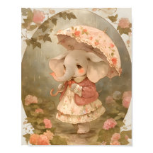 Rosa Elefant Blumen Baby Shower Geschenk Poster De
