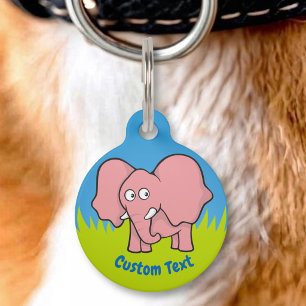 Rosa Elefant Cartoon Haustier-Anhänger Haustiermarke
