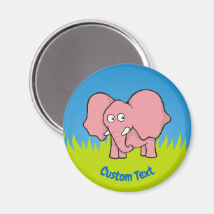 Rosa Elefant Cartoon Magnet