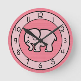 Rosa Elefant für Mädchen Schlafzimmer Runde Wanduhr