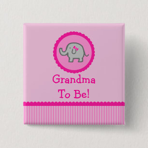 Rosa Elefant "Großmutter, zum Babyparty-Knopf zu Button