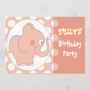 Rosa Elefant-Kindergeburtstag-Party Einladungen