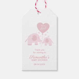 Rosa Elefant Mädchen Baby Shower Dankeschön Gesche Geschenkanhänger