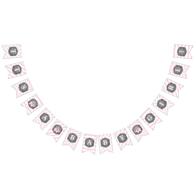 Rosa Elefant-Mädchen-Babyparty Wimpelkette (Alle)
