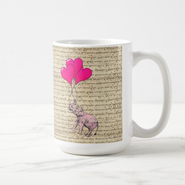 Rosa Elefant mit Ballons Kaffeetasse (Rechts)