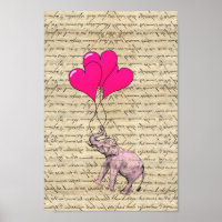 Rosa Elefant mit Ballons