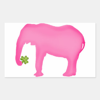 Rosa Elefant mit Klee Rechteckiger Aufkleber