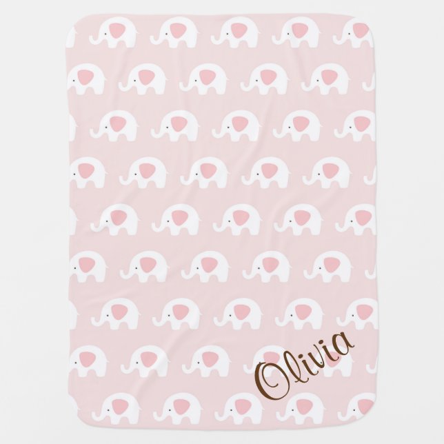 Rosa Elefant-Muster-Mädchen-Baby-Decke Babydecke (Vorderseite)
