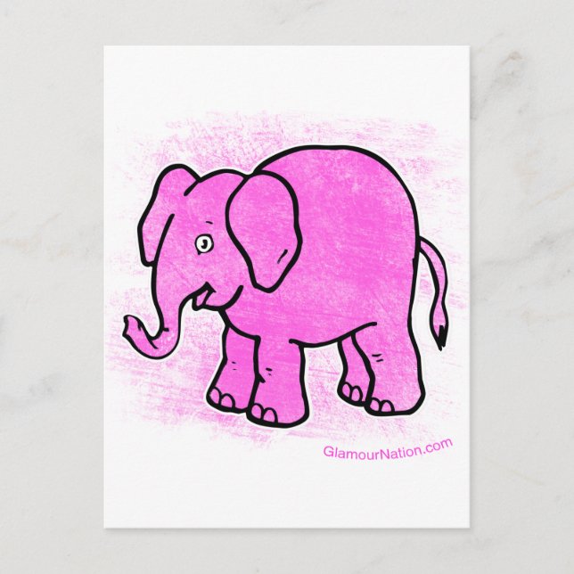 rosa Elefant Postkarte (Vorderseite)