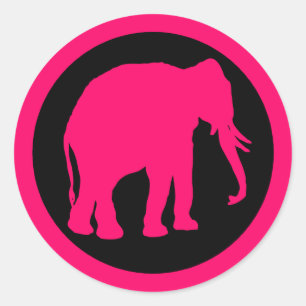 ROSA ELEFANT RUNDER AUFKLEBER