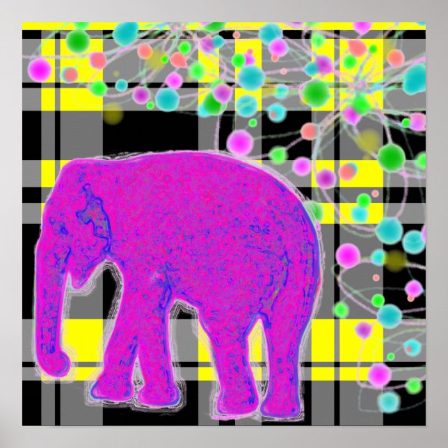 Rosa Elefant und Kariert Poster (Vorne)
