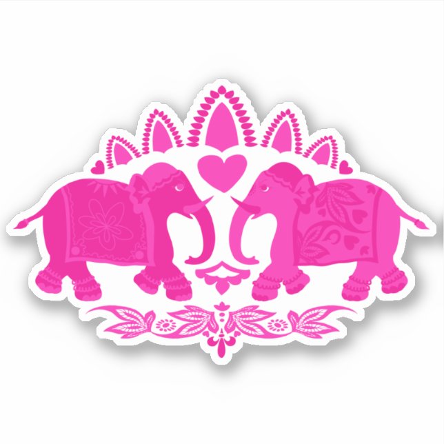 Rosa Elefanten dekoratives Tier Aufkleber (Vorderseite)