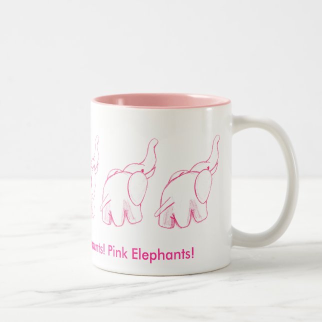 Rosa Elefanten Zweifarbige Tasse (Rechts)