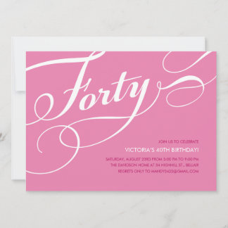 Rosa Elegant 40. Geburtstag Einladungen