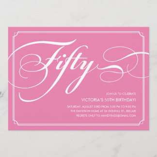 Rosa Elegant 50. Geburtstag Einladungen