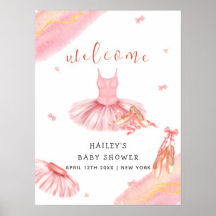 Rosa Elegant Ballerina Begrüßungsdusche Poster