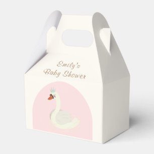 Rosa Elegant Boho Arch Princess Swan Baby Dusche Geschenkschachtel