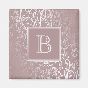 Rosa Elegant Geblüht Monogram Magnet
