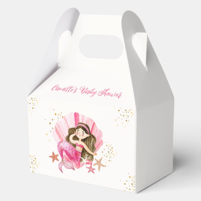 Rosa Elegant Meerjungfrau Starfish Babydusche Geschenkschachtel (Vorderseite)