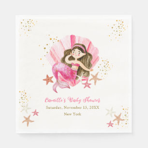 Rosa Elegant Meerjungfrau Starfish Babydusche Serviette