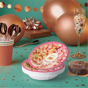 Rosa Elegant Moderne stilvolle Blumengeburtsparty Pappteller