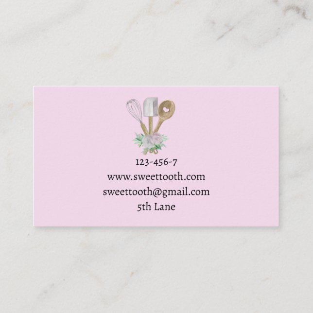 Rosa Elegante Bäckerei Business Card Visitenkarte (Rückseite)