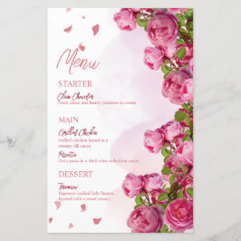 Rosa Elegante Blume Hochzeitsmenüs
