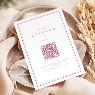 Rosa elegante Bordüren goldene klassische QR-Code- RSVP Karte
